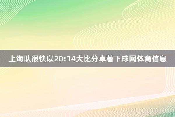 上海队很快以20:14大比分卓著下球网体育信息